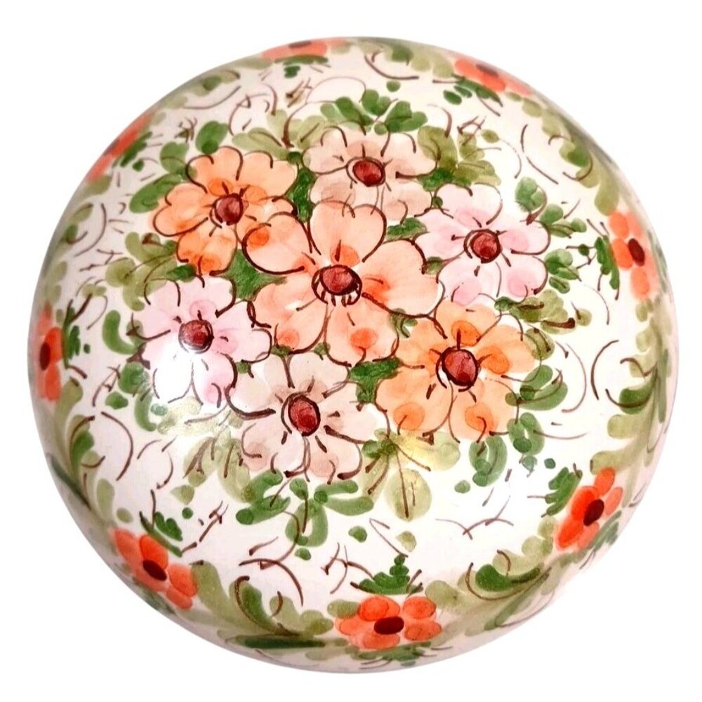 Vtg OOAK Spain Victorian Hand Painted Daisies Trinket Jewely Box Porcelain - Picture 5 of 8